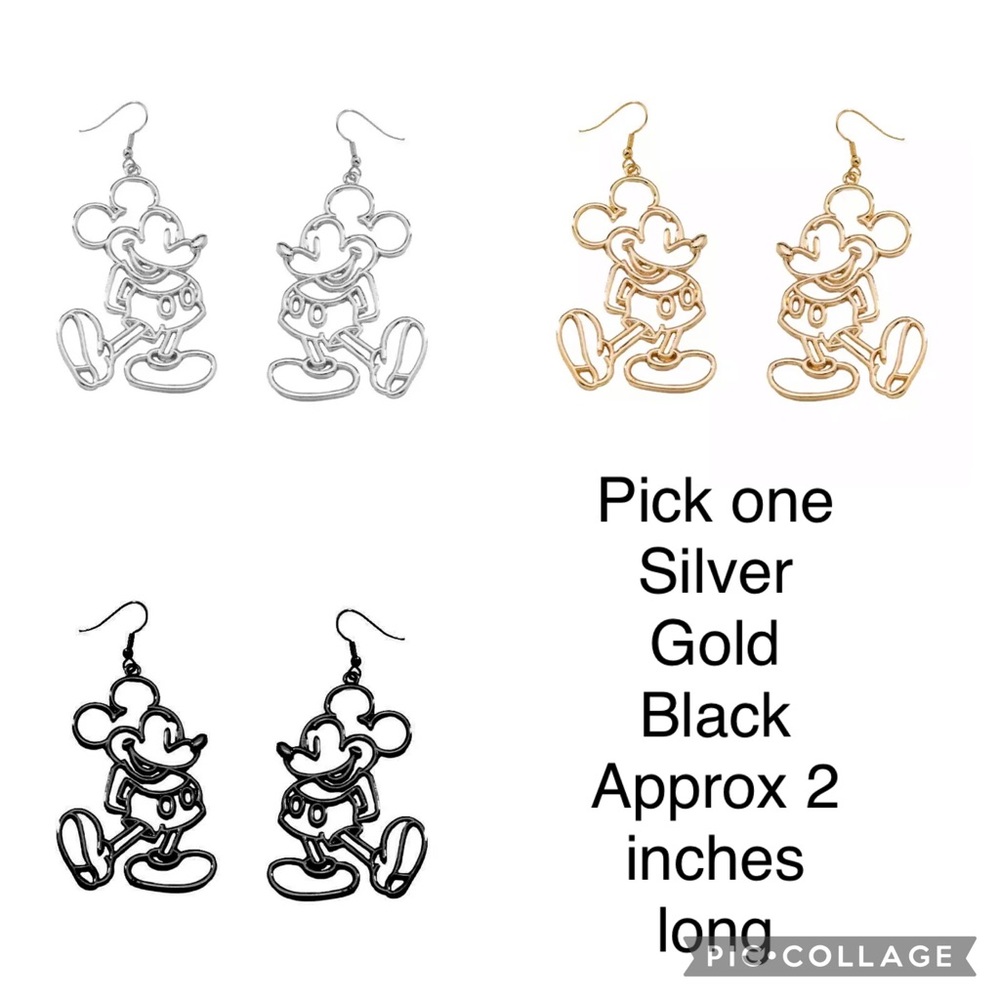 Mickey Mouse wire earrings approx 2 inches long